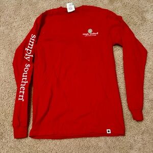 Simply southern red long sleeve Christmas owl t shirt size small